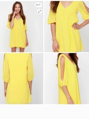 Shifting Dears Yellow Long Sleeve V neck Dress XS